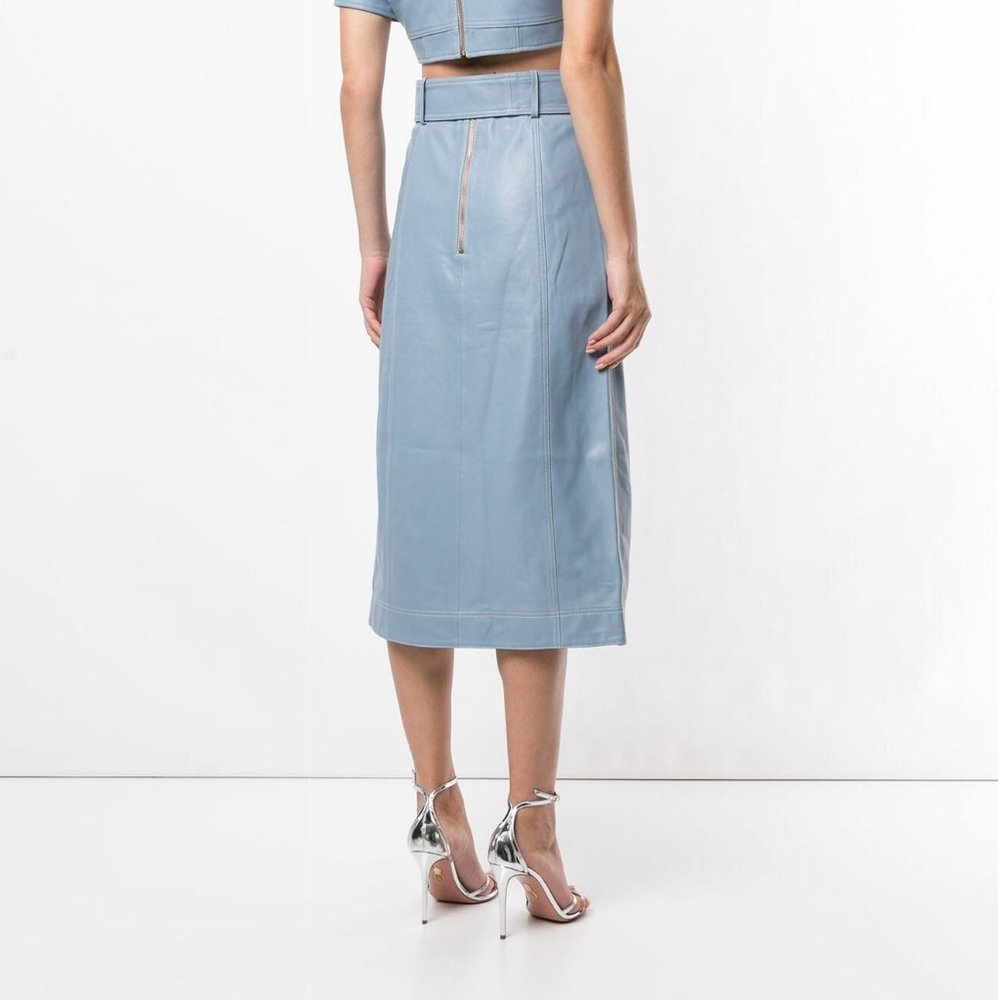 Alice McCall Blue Leather Skirt, size 8UK/4US - Picture 3 of 13